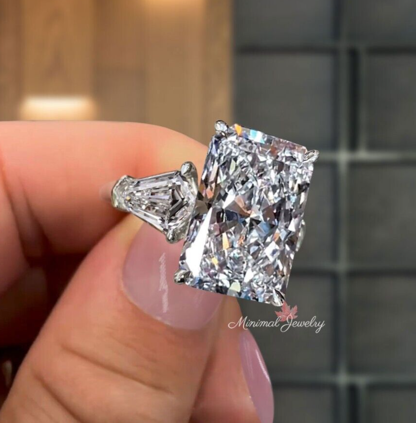 11.5 CT Radiant Cut Moissanite Engagement wedding ring 14k White Gold