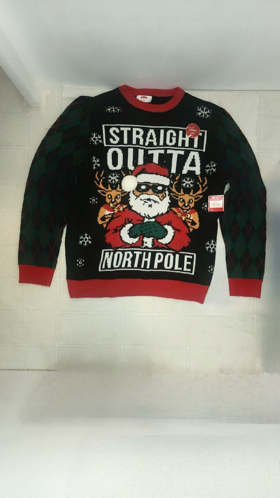 Santa Straight Outta North Pole Light Up Ugly Christmas Sweater Medium New