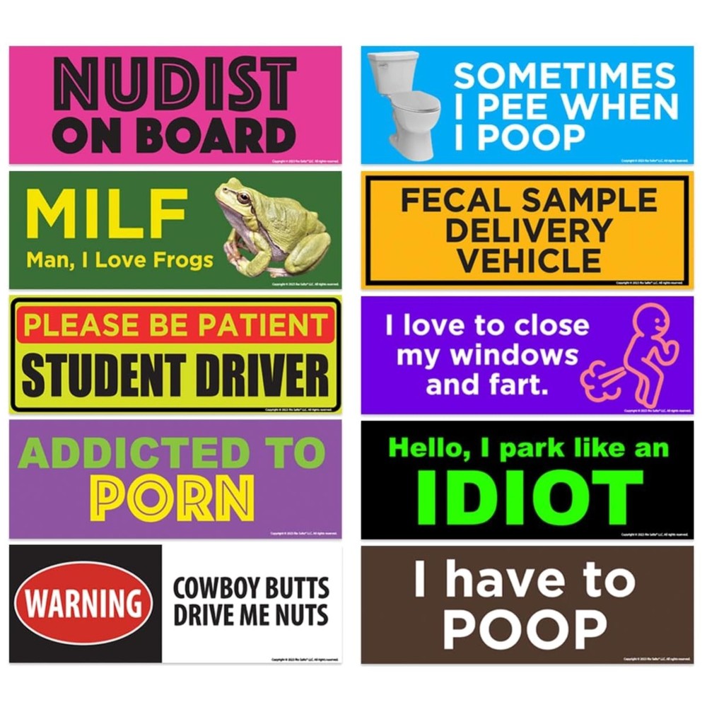 Bumper Prank Magnets for Adults – 10 Funny Car Stickers that Stick around!