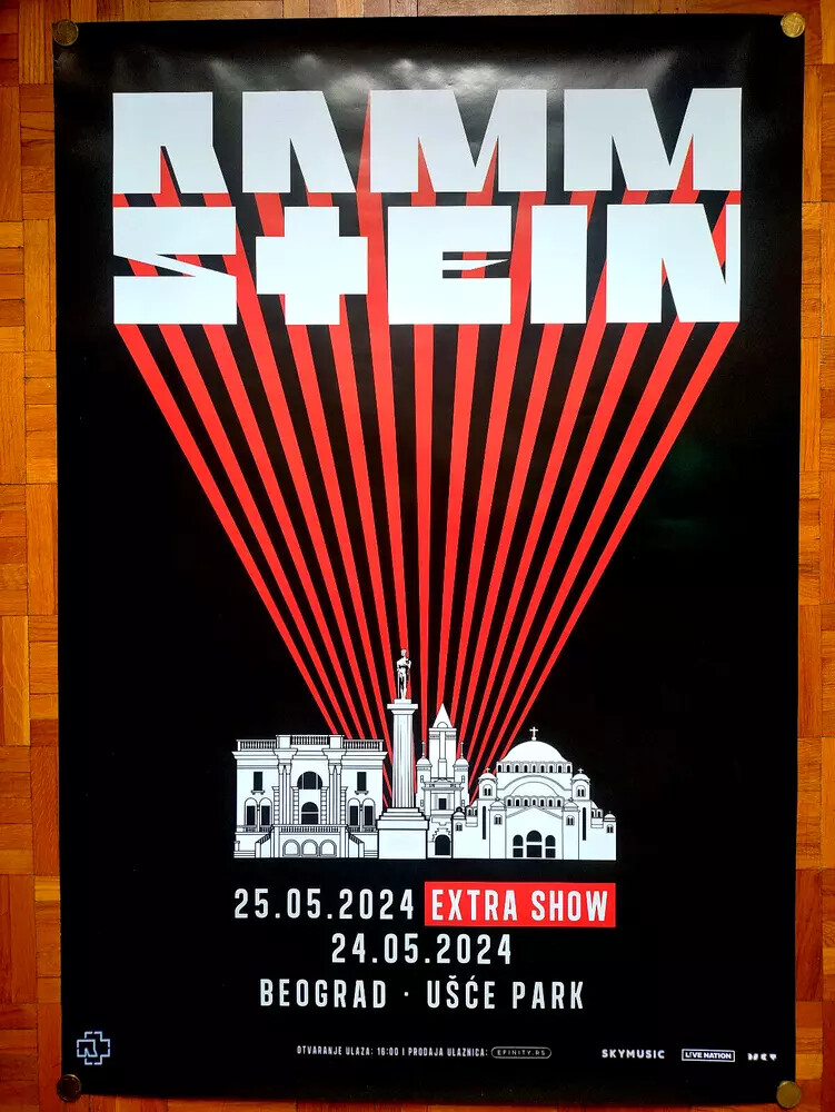 RAMMSTEIN original concert poster Belgrade, Serbia 2024 2025 98x67cm