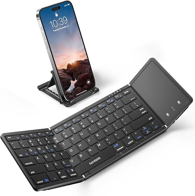 Samsers Foldable Bluetooth Keyboard with Touchpad, Full-Size Wireless