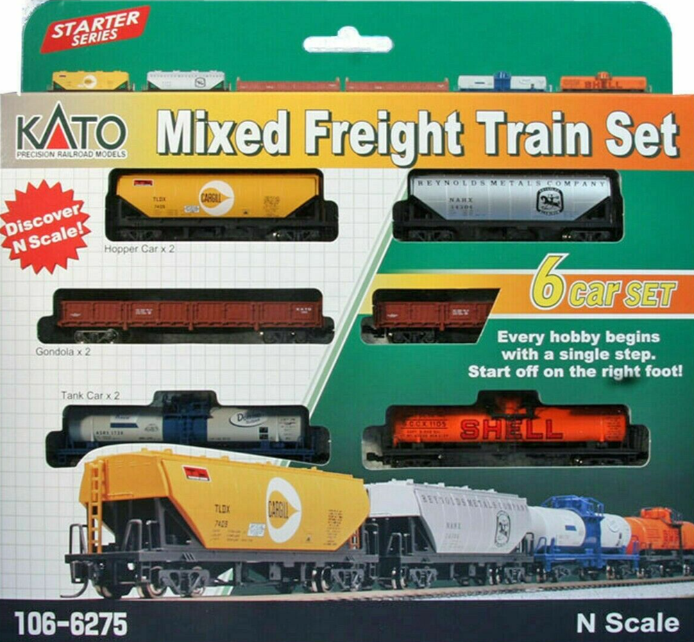 Kato N Scale ~ New 2024 ~ Mixed Freight Train Car Set ~ 6 Pieces ~ 106-6275