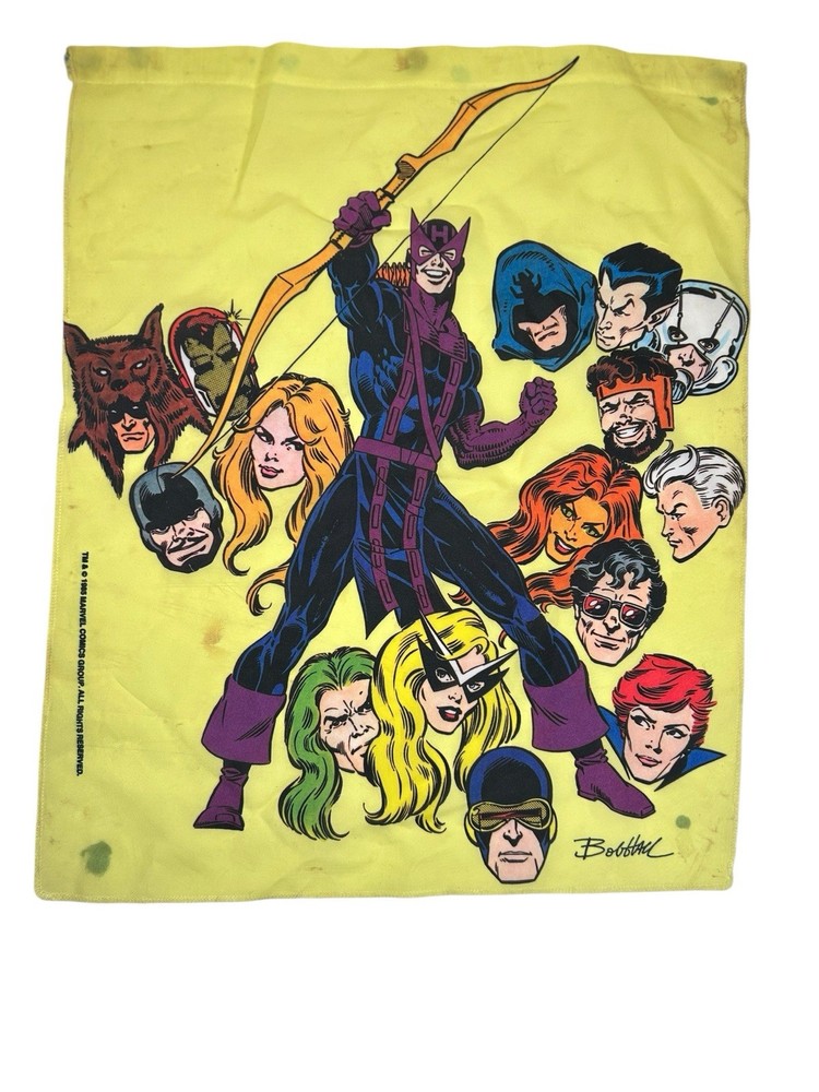 Vintage 1985 Marvel Hawkeye & West Coast Avengers Banner 18.5x15 inches  