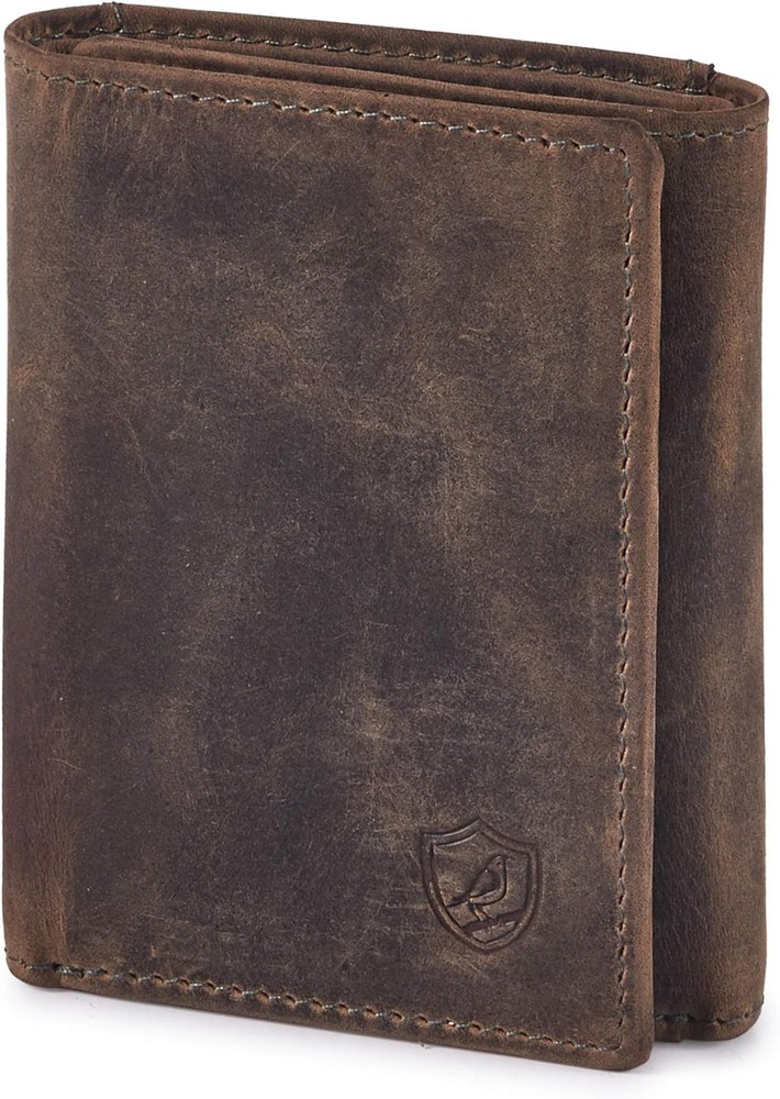 Wallet for Men Trifold Real Leather RFID Blocking Credit Card Case MOSS GREEN