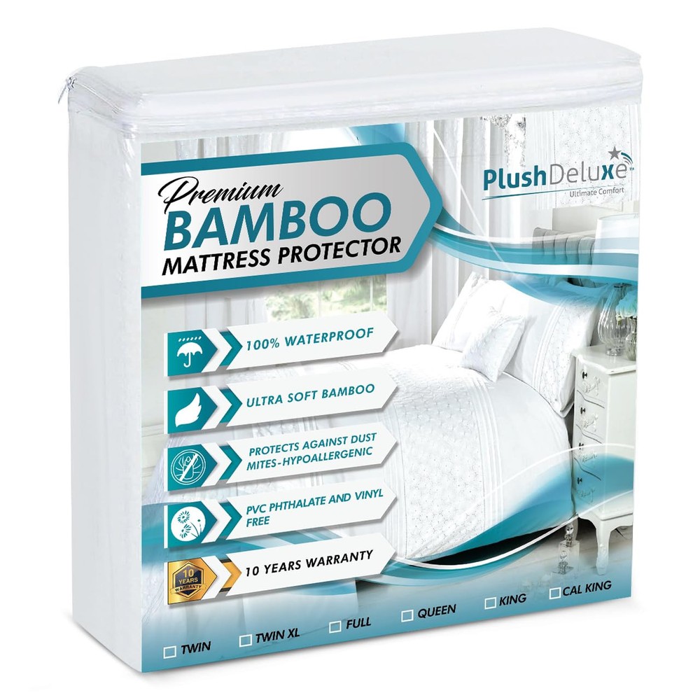 Premium Bamboo Mattress Protector – King Size, Waterproof, & Ultra Soft Breat...