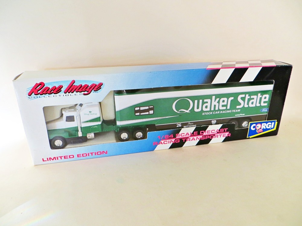 CORGI 1:64 KENWORTH NASCAR TRANSPORTER QUAKER STATE FORD RACE TRUCK MIB