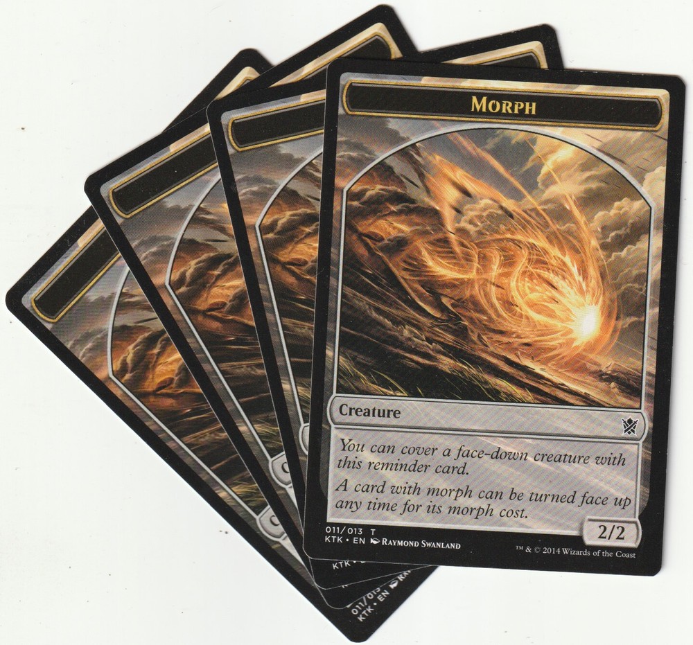 4 Magic: The Gathering MORPH Token Playset NM KTK EN MTG Creature Cards