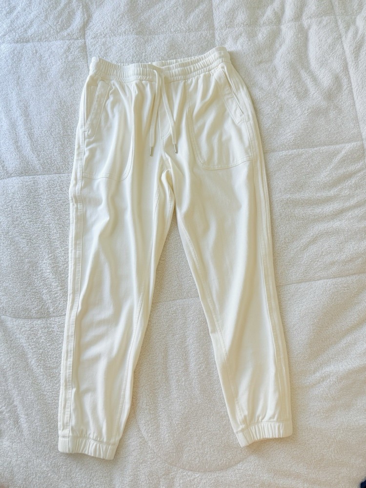ATHLETA Pants Womens Small Magnolia White Farallon Jogger Drawstring Casual Yoga