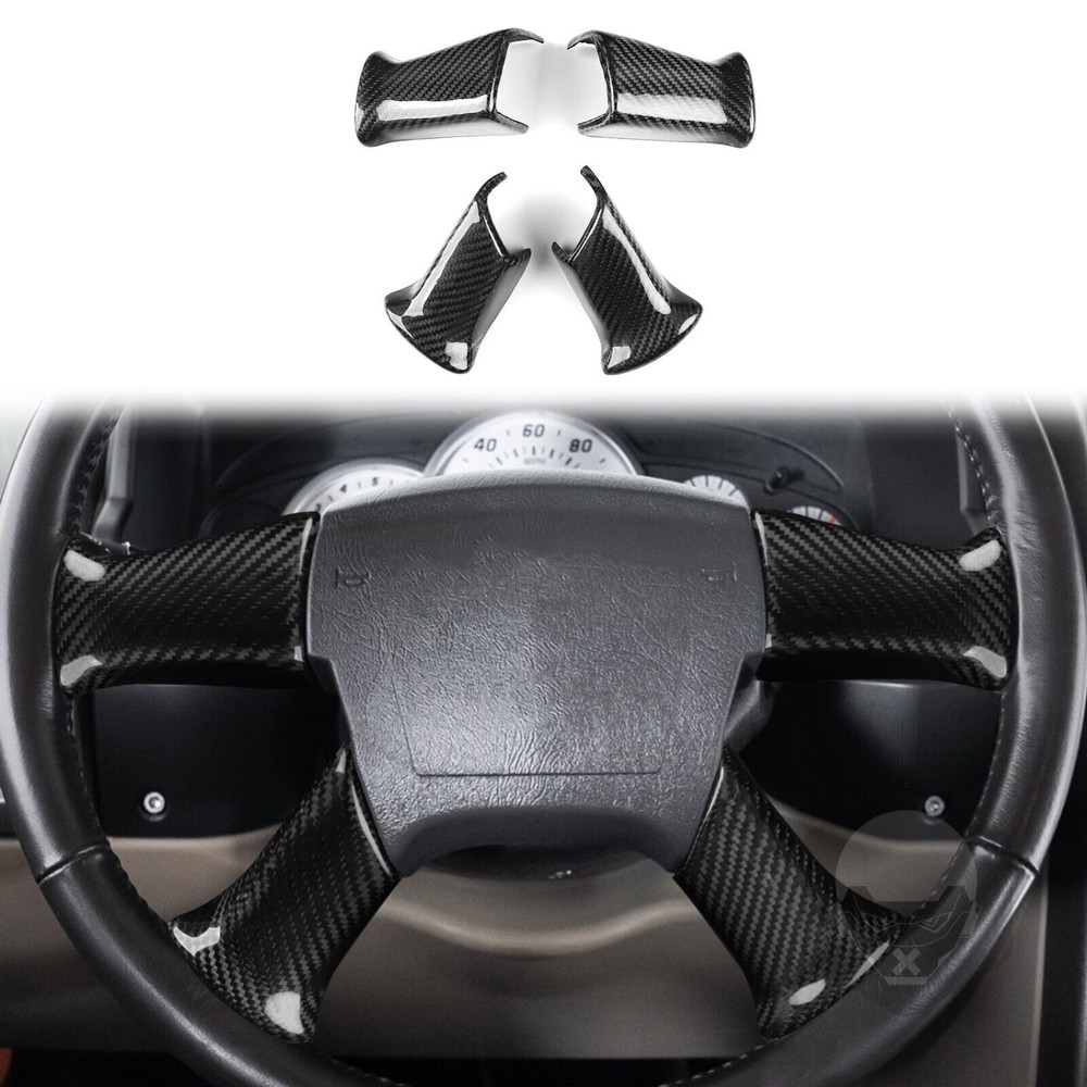 3K Dry Carbon Fiber Steering Wheel Button Cover For Hummer H2 Silverado Escalade