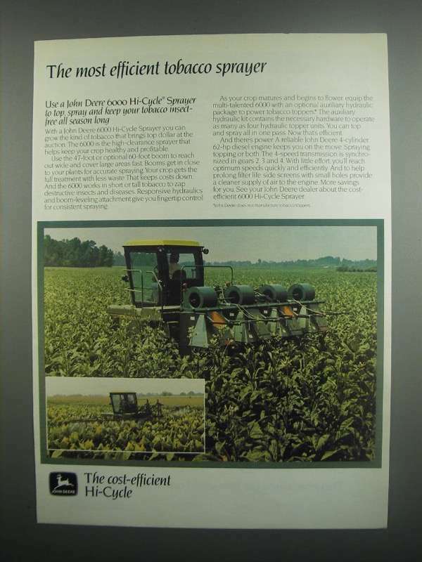 1984 John Deere 6000 Hi-Cycle Tobacco Sprayer Ad