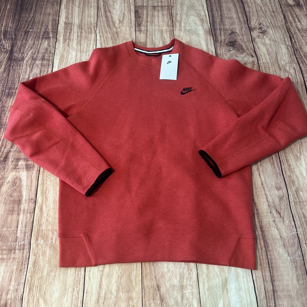 Nike Sportswear Tech Fleece Crewneck Sweatshirt Red Heather Medium FB7916-672