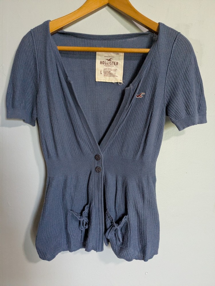 Vintage Y2K Hollister Light Blue Short Sleeve Sweater Women's Size Large