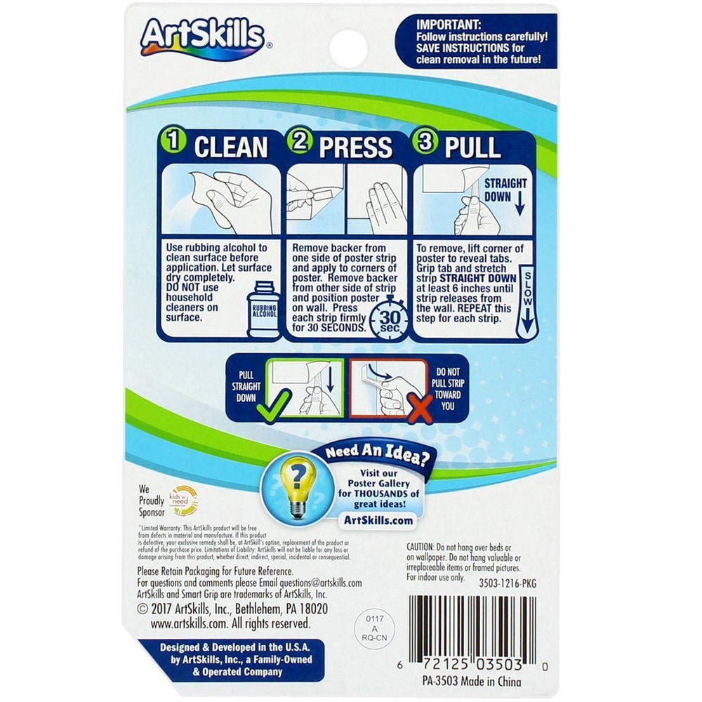 ArtSkills White Poster Strips 0.5 lb Pack of 18 for Easy Hanging