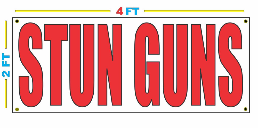 2-Pack High-Quality 4-Inch Stun Guns with Durable Banner Sign – Premium Self-Defense Tools at Unbeatable Discounted Prices!