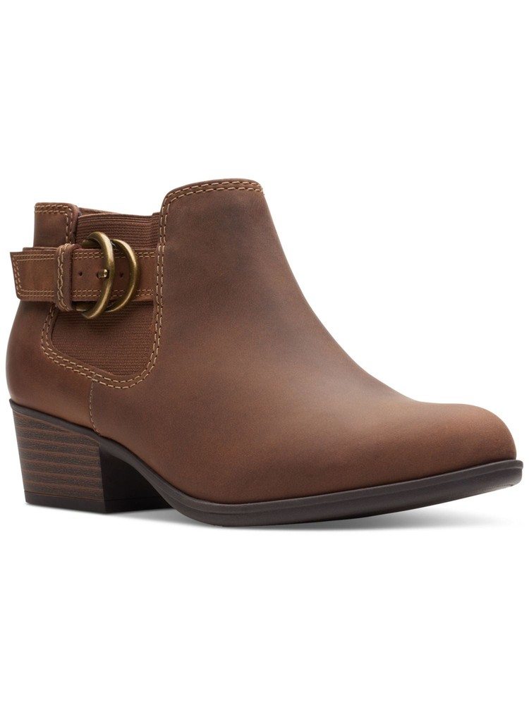 CLARKS COLLECTION Womens Brown Button Adreena Field Leather Booties 6 M