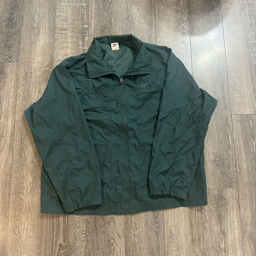 Vintage Nike Windbreaker Jacket Green Men’s Size XL Full Zip Retro 90s Y2K