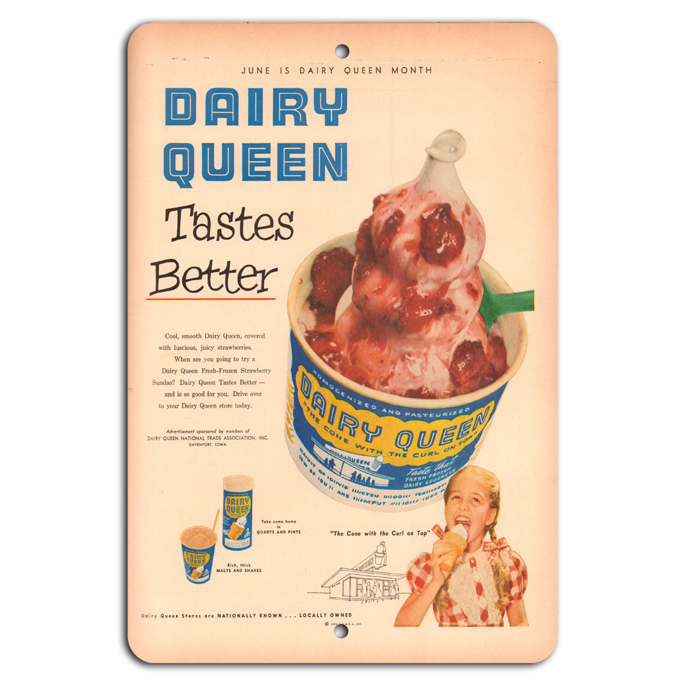Vintage Dairy Queen Ice Cream Retro Metal Sign
