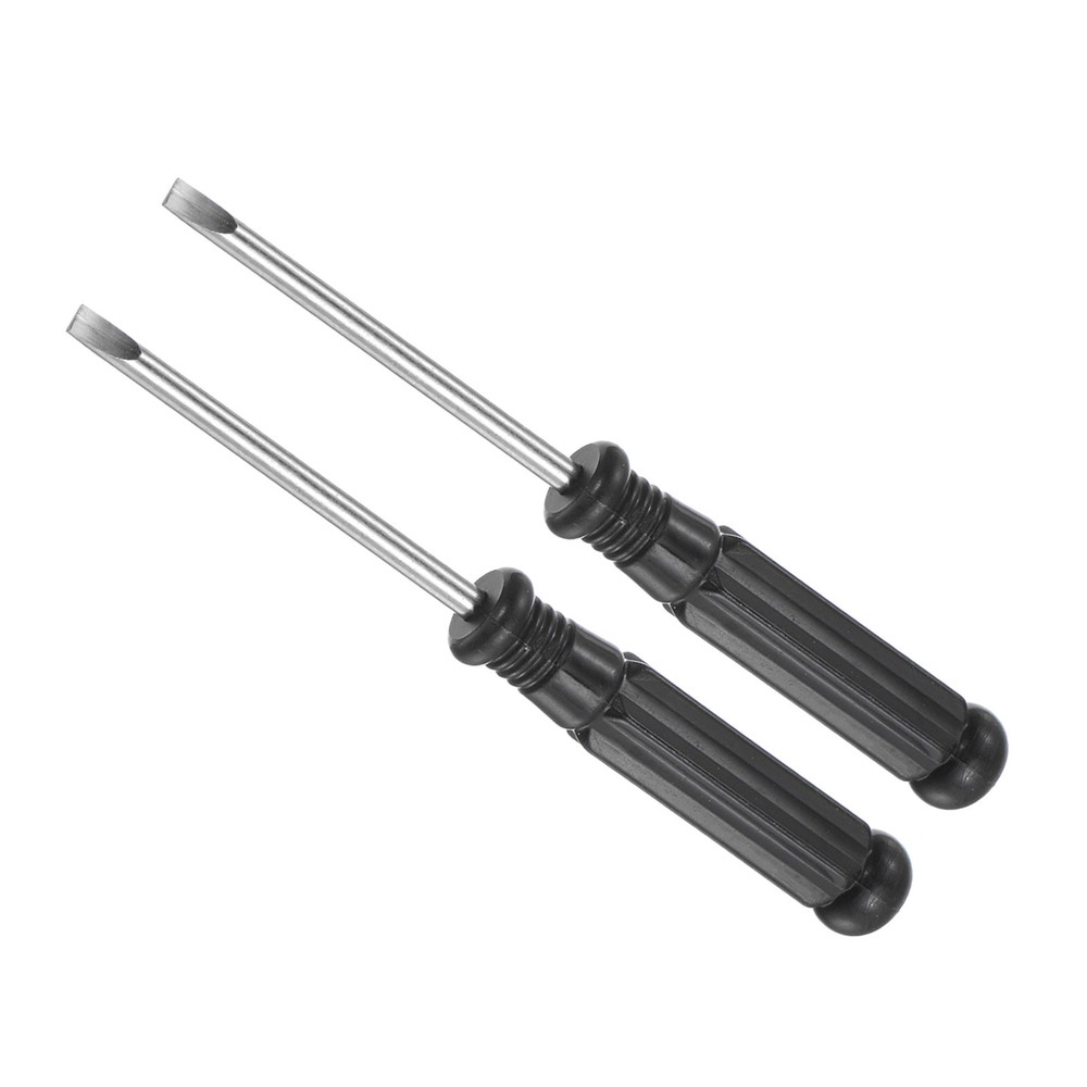 2pcs 3.0x92mm Black Handle Slotted Flat Screwdriver Set