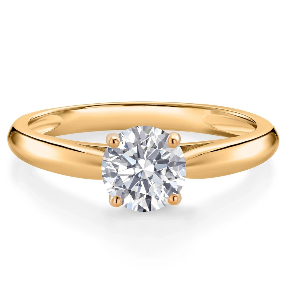 1.80Ct Round Natural Moissanite Wedding Ring in 14k Yellow Gold