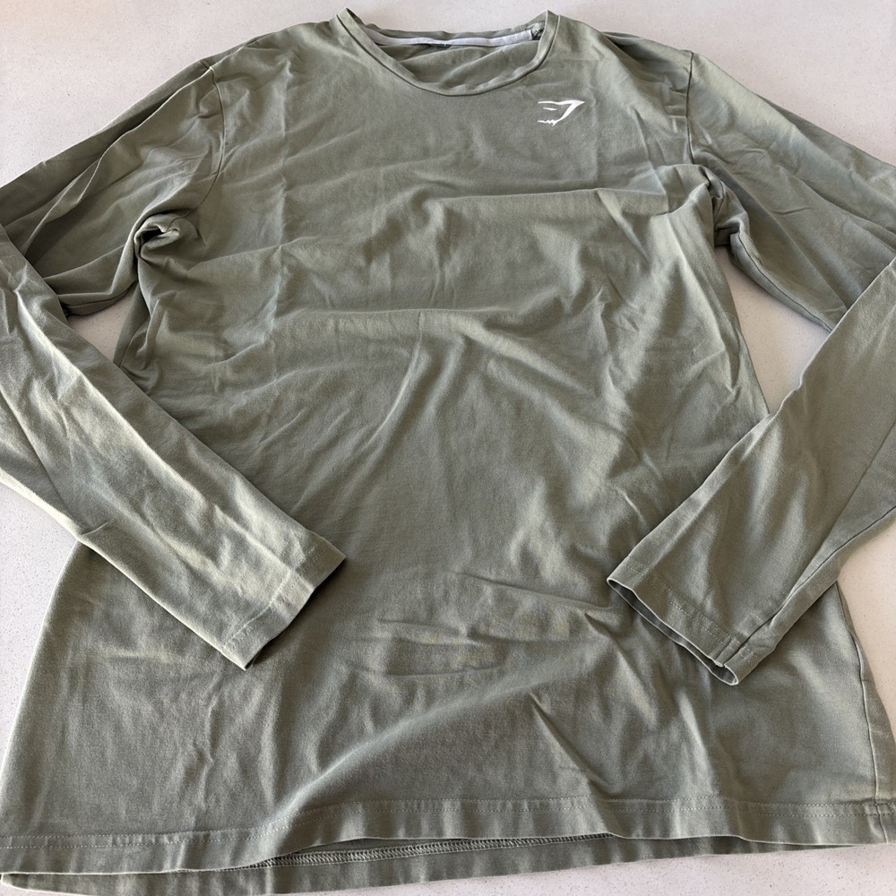 Gymshark Shirt Mens Medium Green Active Breathable Lightweight Long Sleeve