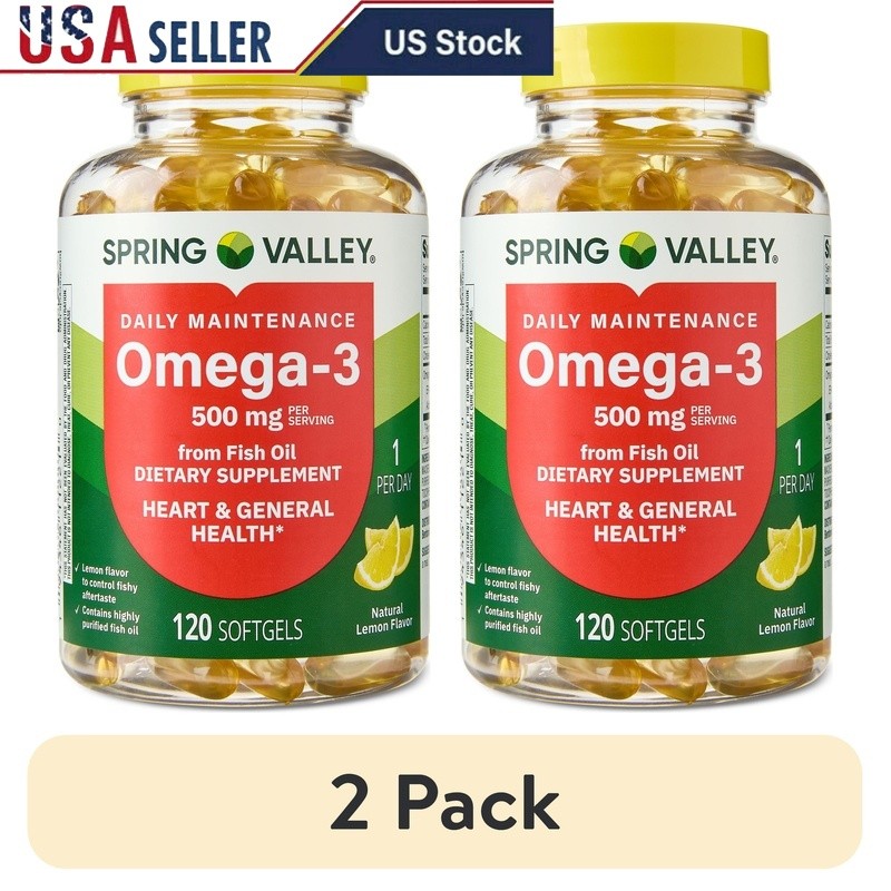 Omega 3 Fish Oil Softgels 500mg Dietary Supplement Heart Health 120 Count New