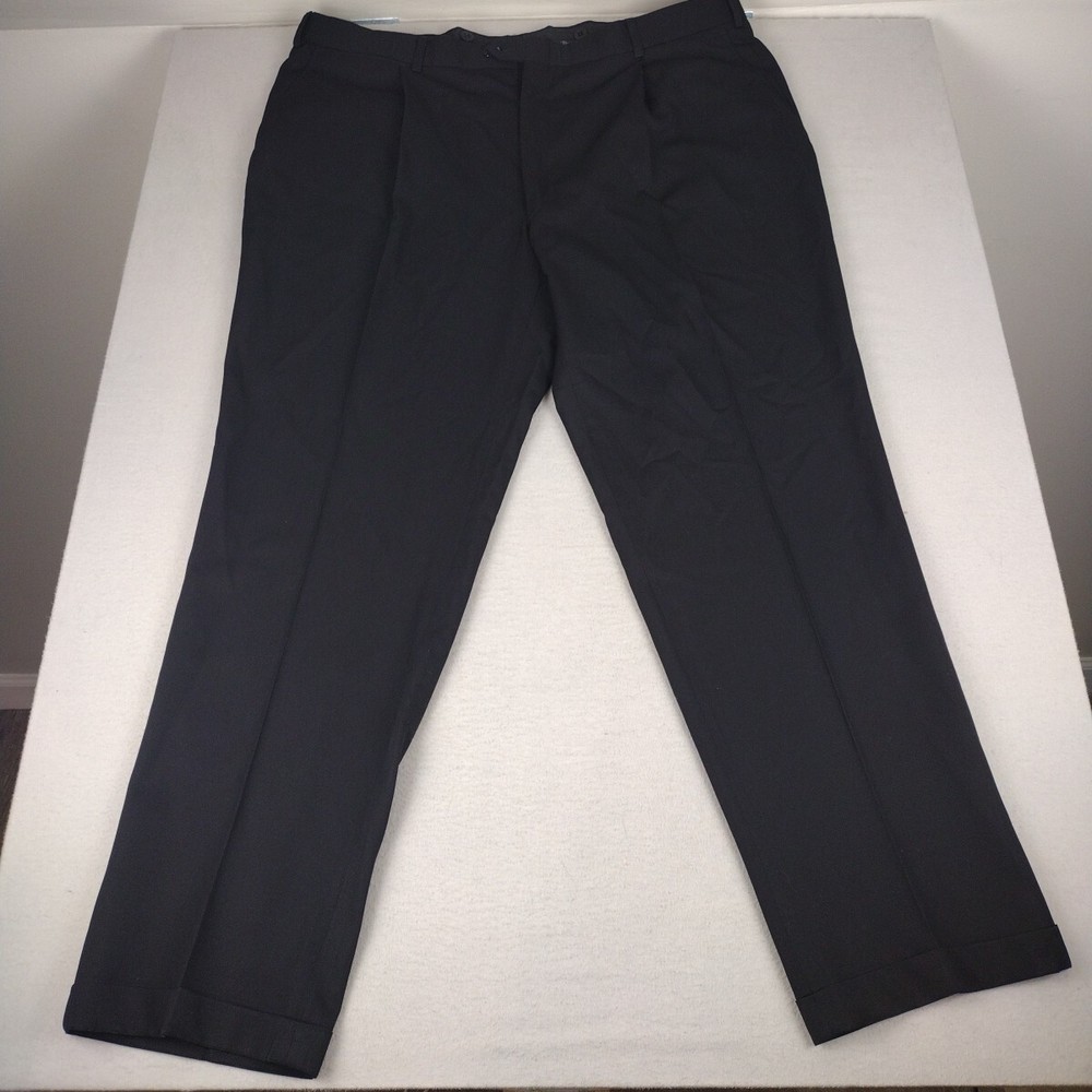 Burberry London Pants Mens 44x33 Black Pleated Wool Dress Slacks Trousers