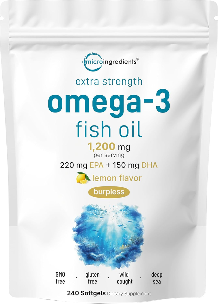 Extra Strength Omega 3 Fish Oil 1200mg per Serving 240 Softgels