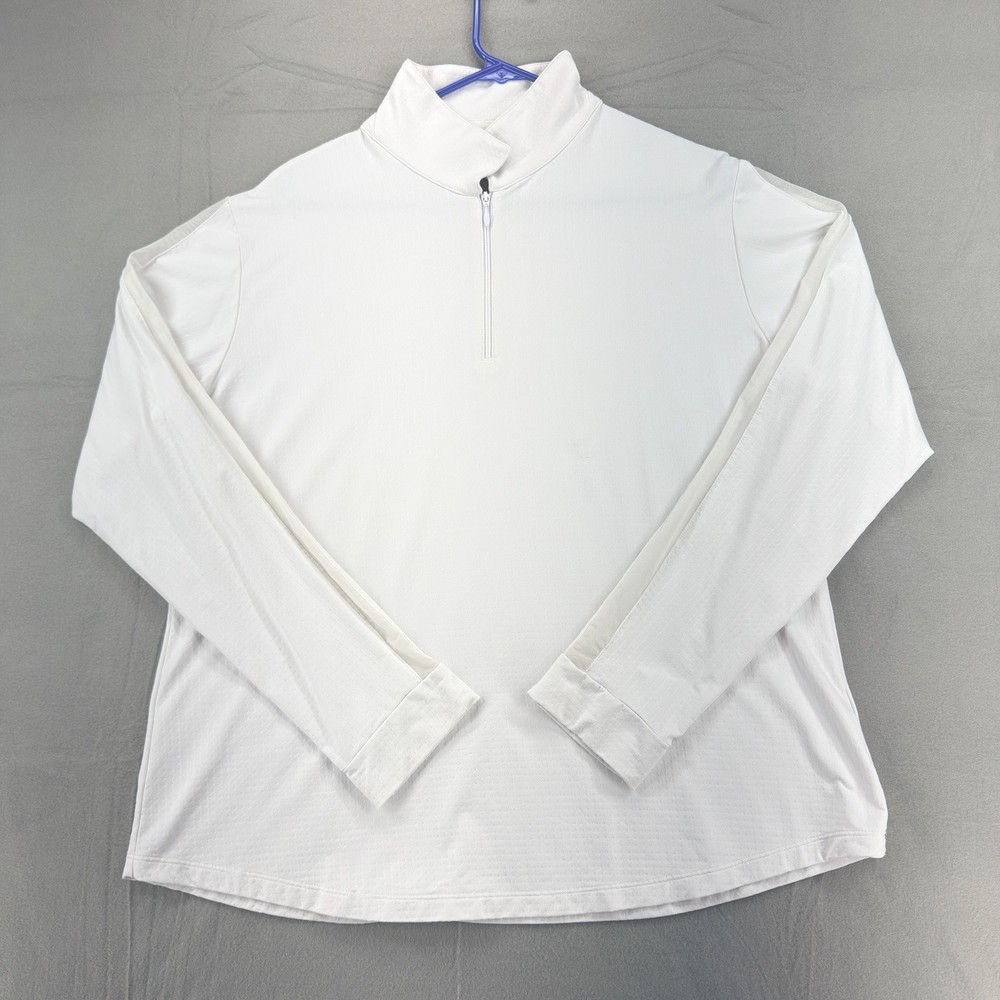 IBKUL Shirt Womens 2XL White 1/4 Zip UPF 50+ Mock Neck Golf Athletic Top