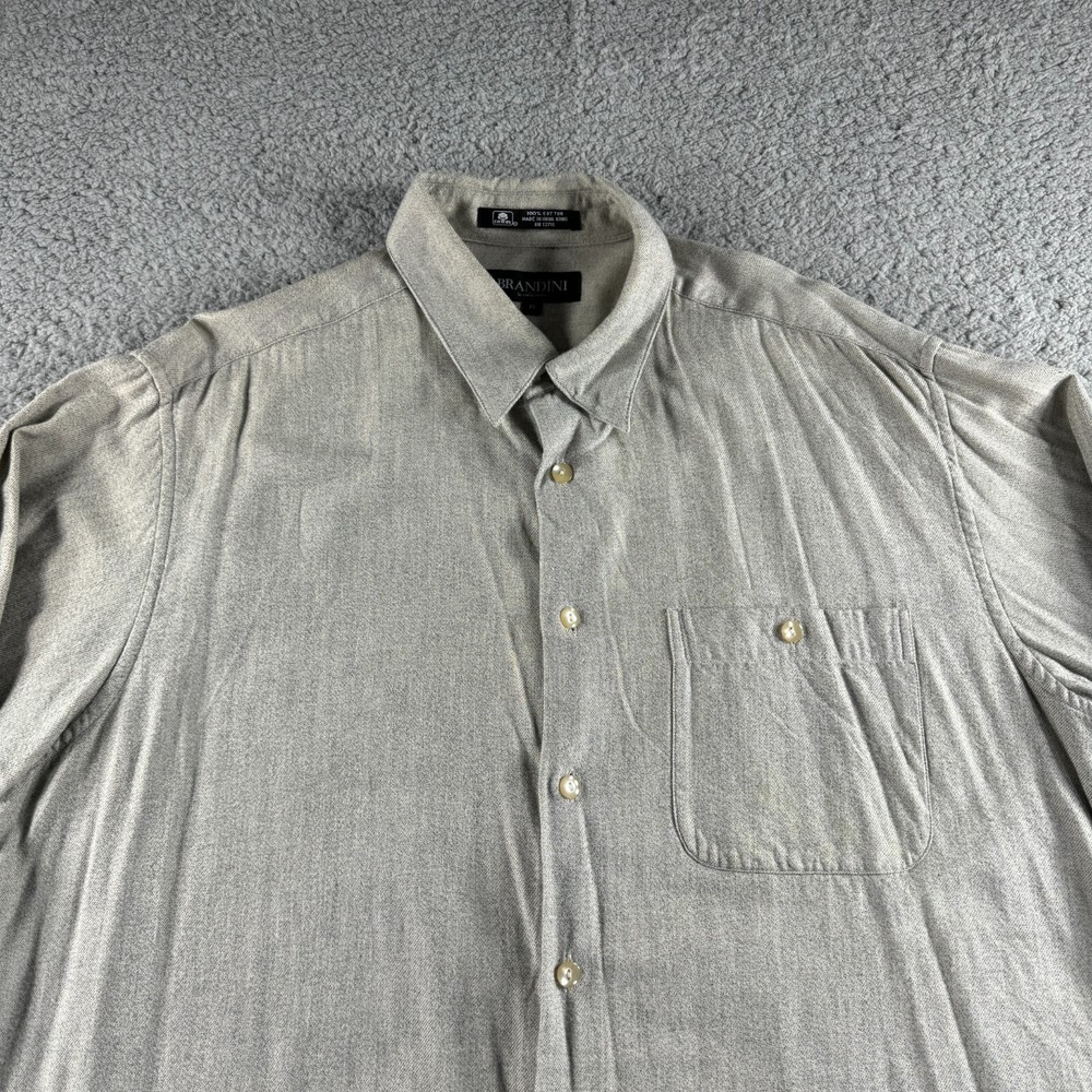 Vintage Brandini Le Collezioni Shirt Mens Extra Large Gray Flannel Button Up