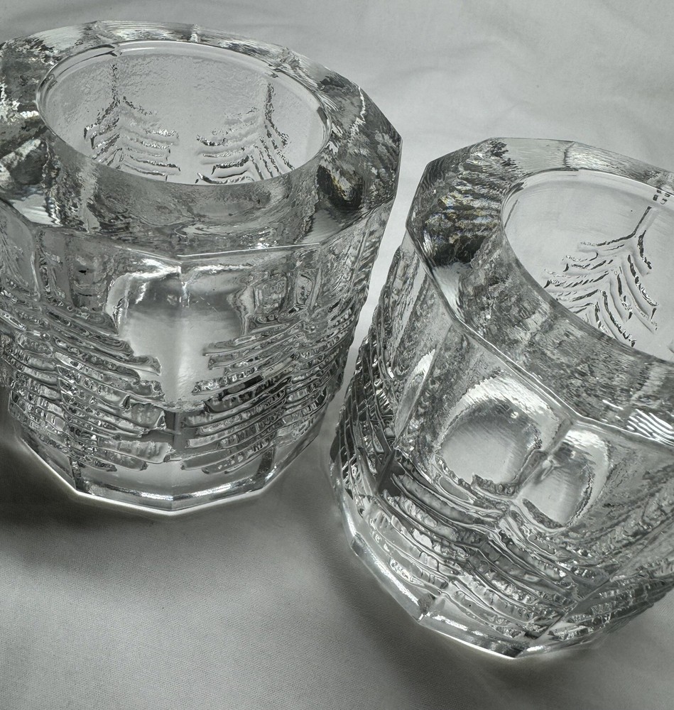 IITTALA Kuusi Jorma Vennola 2 Christmas Tree Votive Tealight Candle Holders VTG