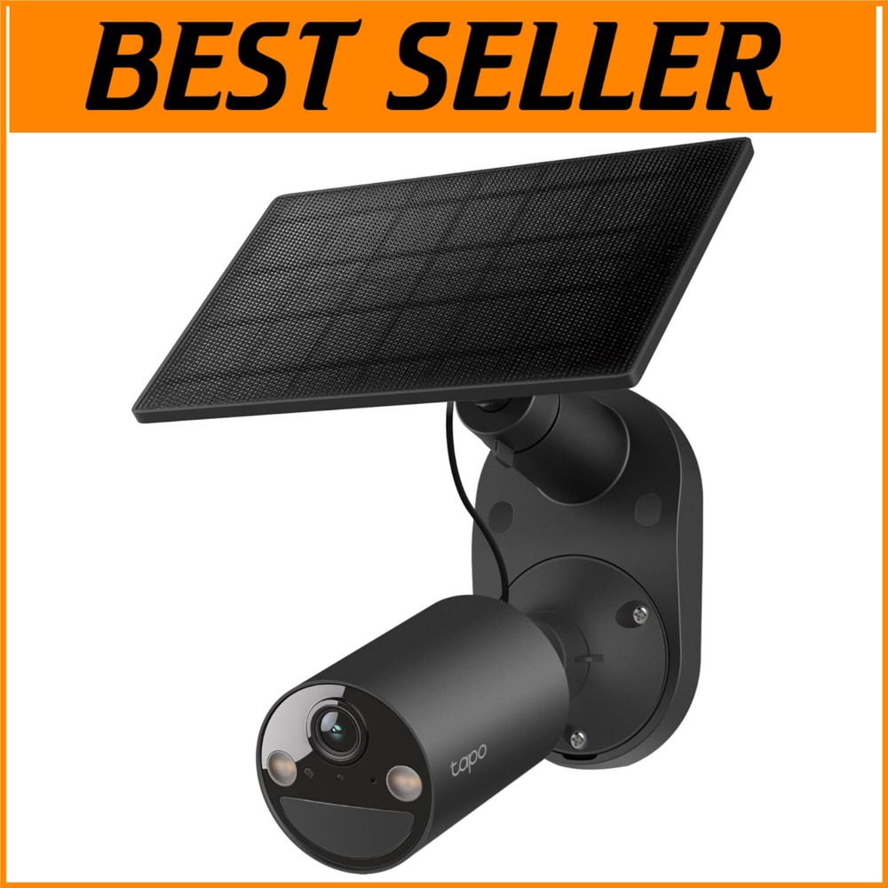 Wireless Solar Outdoor Security Camera 1080P Color Night Vision Black