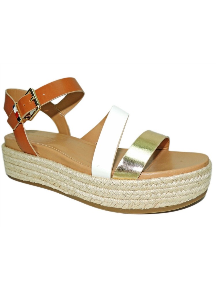 TOMMY HILFIGER Womens Gold 1 Inch Platform Marri Toe Wedge Espadrille Size 11 M