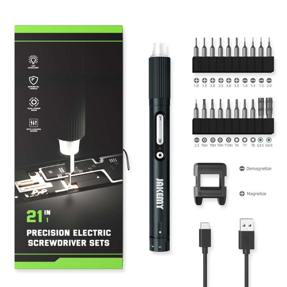 Cordless Precision Screwdriver Set with 3 Adjustable Torque Gears for Auto Electronics DIY