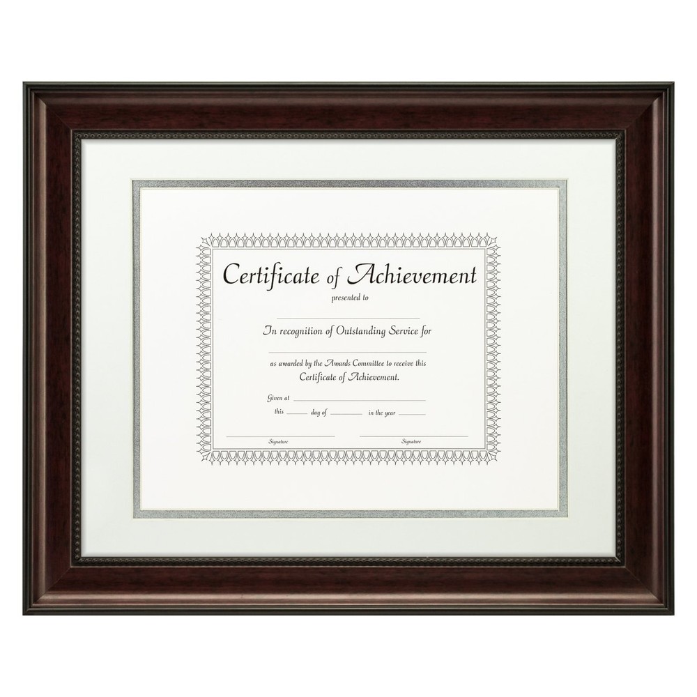 11x14 Dark Mahogany Document Frame with Double Mat for 8.5x11 Display
