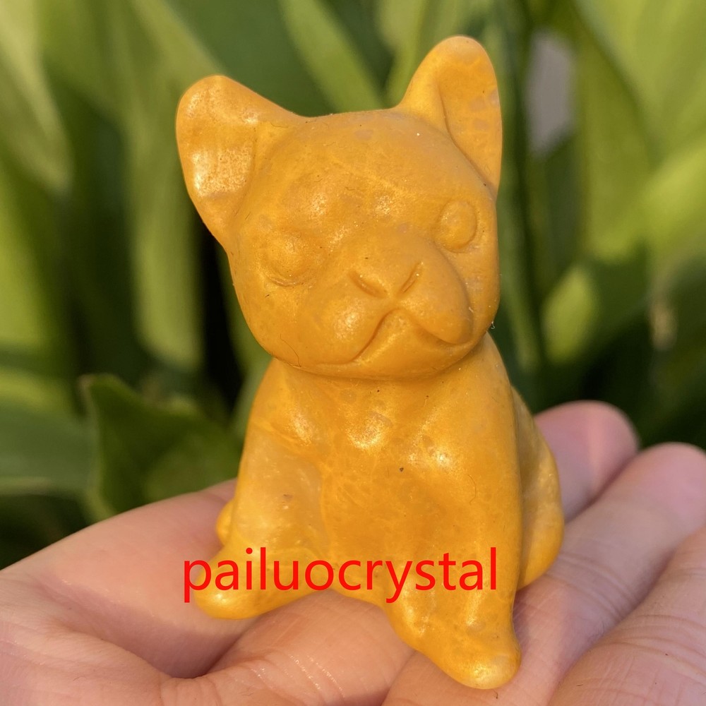 1pc Natural Topaz Bulldog Quartz Crystal Skull Carved Figurines Healing Gem 2