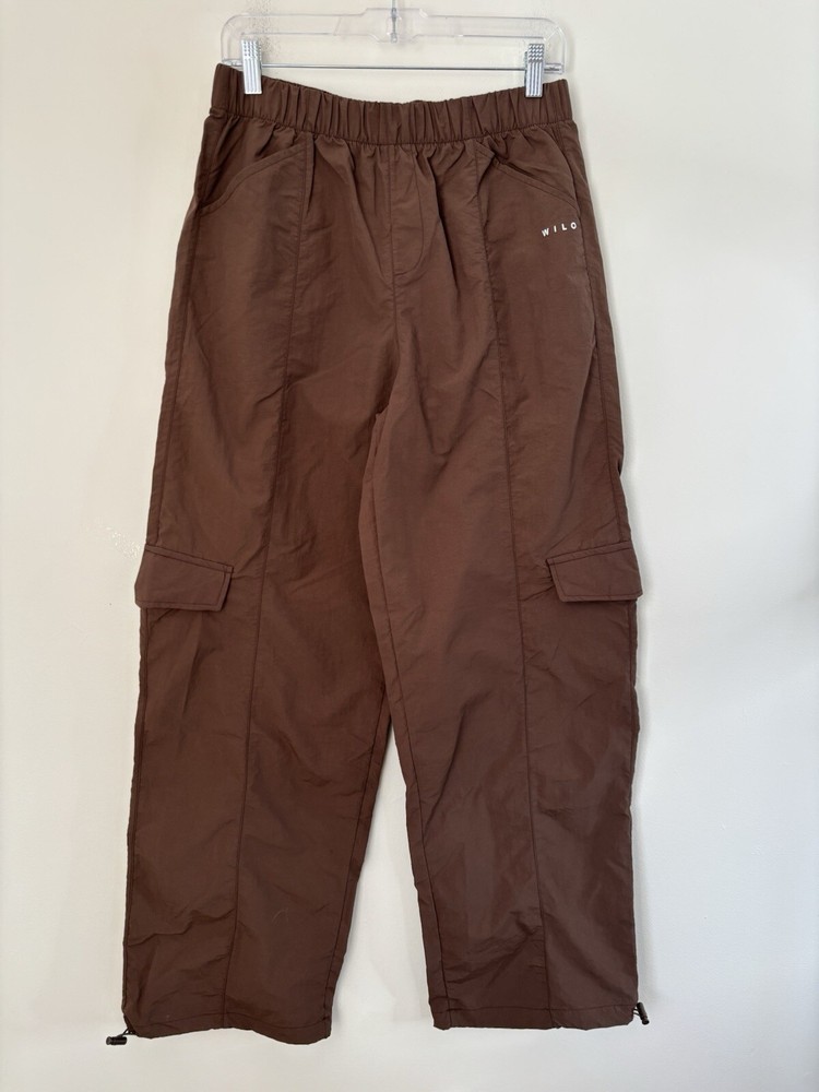 Wilo The Label Brown Oversized Cargo Parachute Pants for Women Size Small 29x31