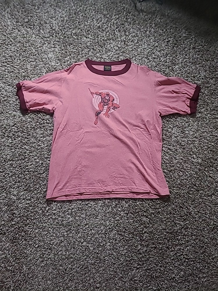 Vintage Marvel Daredevil T-Shirt Two Tone Red Ringer W/ Changes Tag Sz. XL