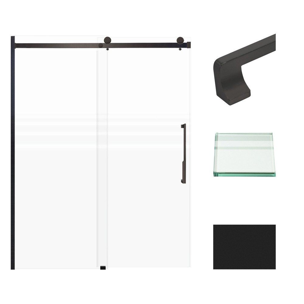 Transolid 76x60 Black Frameless Bypass Shower Door MBDT607608FR-J