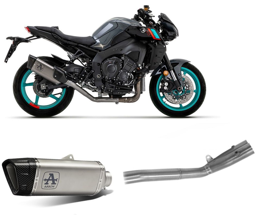 Exhaust Muffler Arrow Pista Titanium+Link Pipe Inox Yamaha MT-10 2022 2023