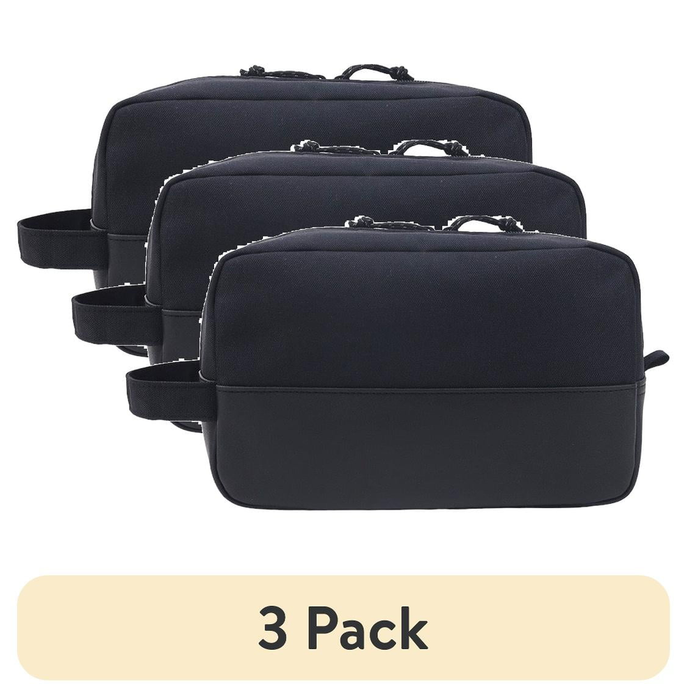 3-Pack Red Stone Sporty Men's Travel Dopp Kit in Black