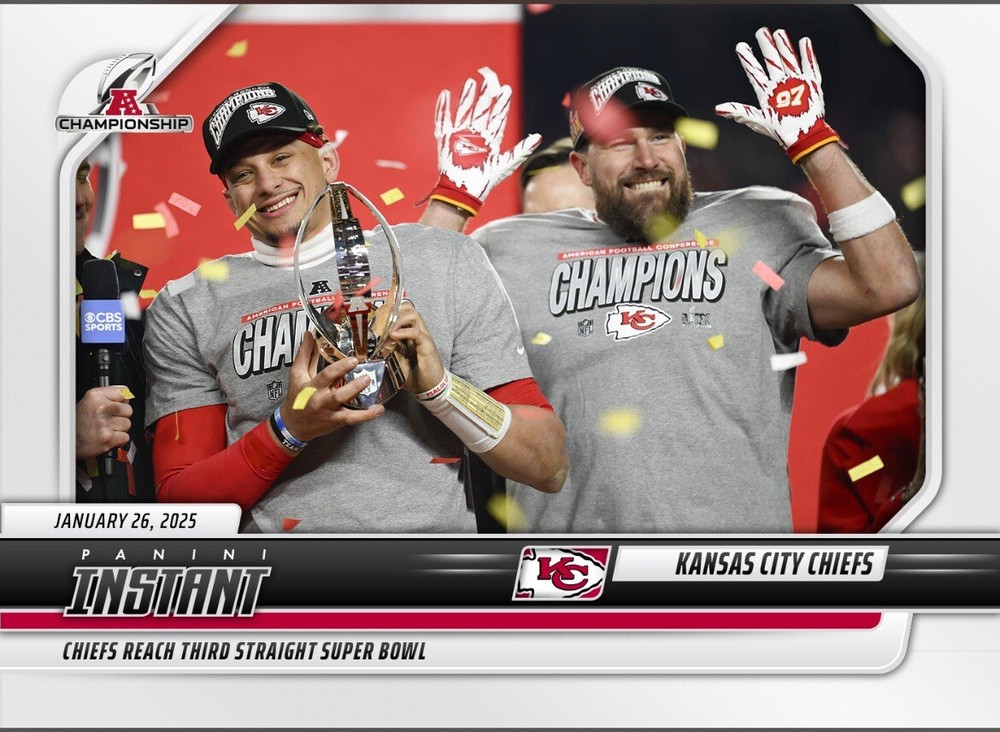 Mahomes Kelce Chiefs 3rd Straight Super Bowl 2024 Panini Instant #279 Presale-image