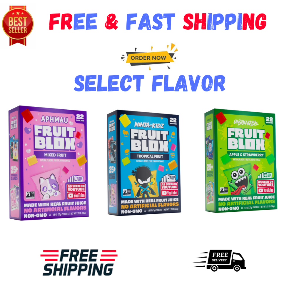 22-Pack Ninja Kidz Tropical FruitBlox Snacks – Free Shipping Included