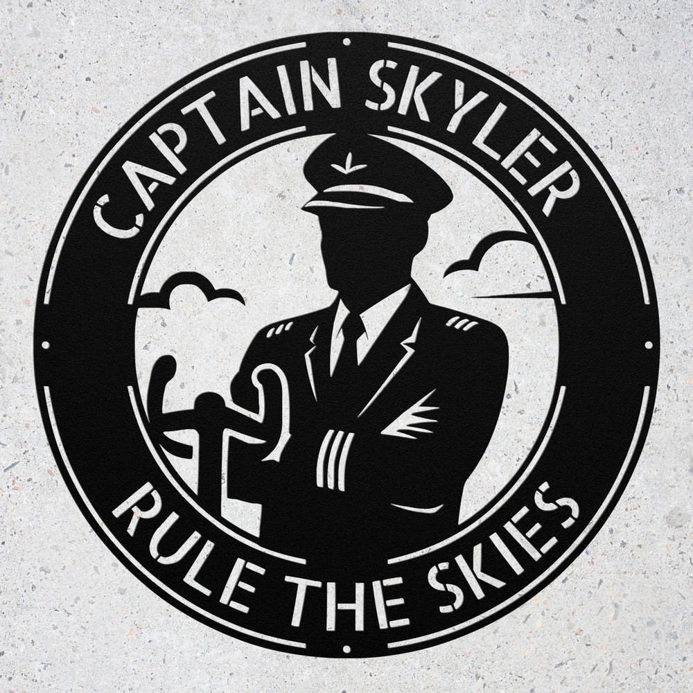 Personalized Pilot Metal Art Sign Custom Aviator Plane Captain Wall Decor Gift