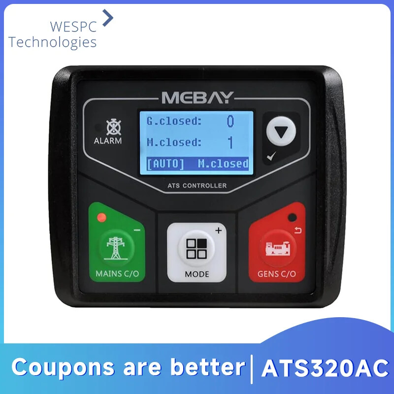 Mebay ATS320AC Generator ATS Controller Panel Automatic Transfer Switch With USB