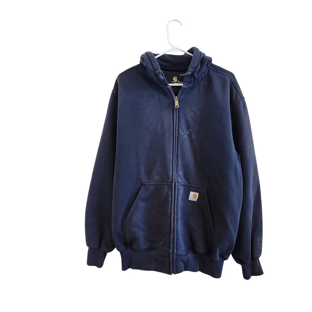Carhartt Heavyweight Thermal Zip Hoodie in Navy Blue Size Large