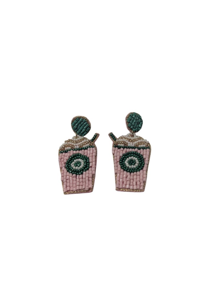 Coffee Latte Starbucks Style Beaded Earrings
