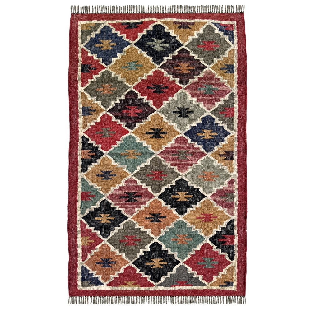 Elegant Handmade Rug 3x5 ft Wool Jute Flatwoven Living Room or Bedroom Decor