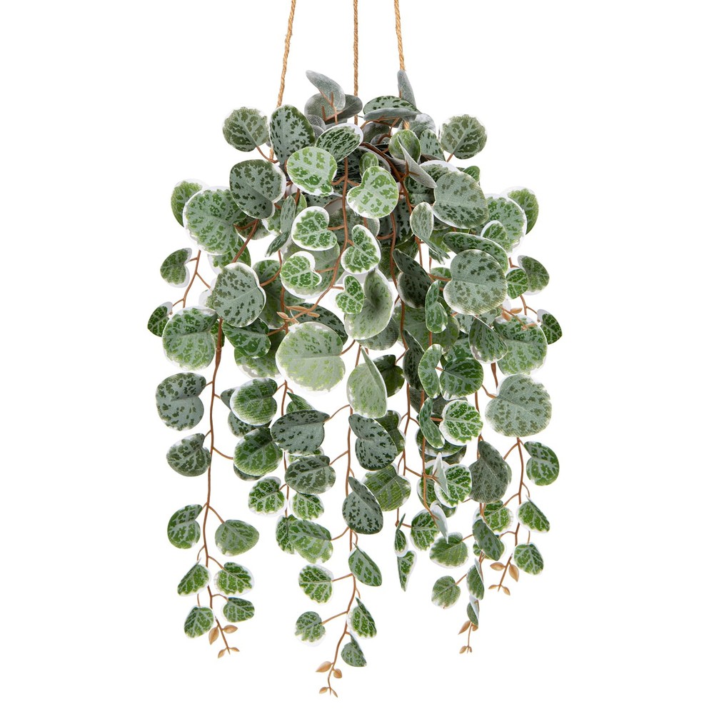 17-Inch Artificial Hanging String of Hearts Vine with Pot Fake Greenery Decor