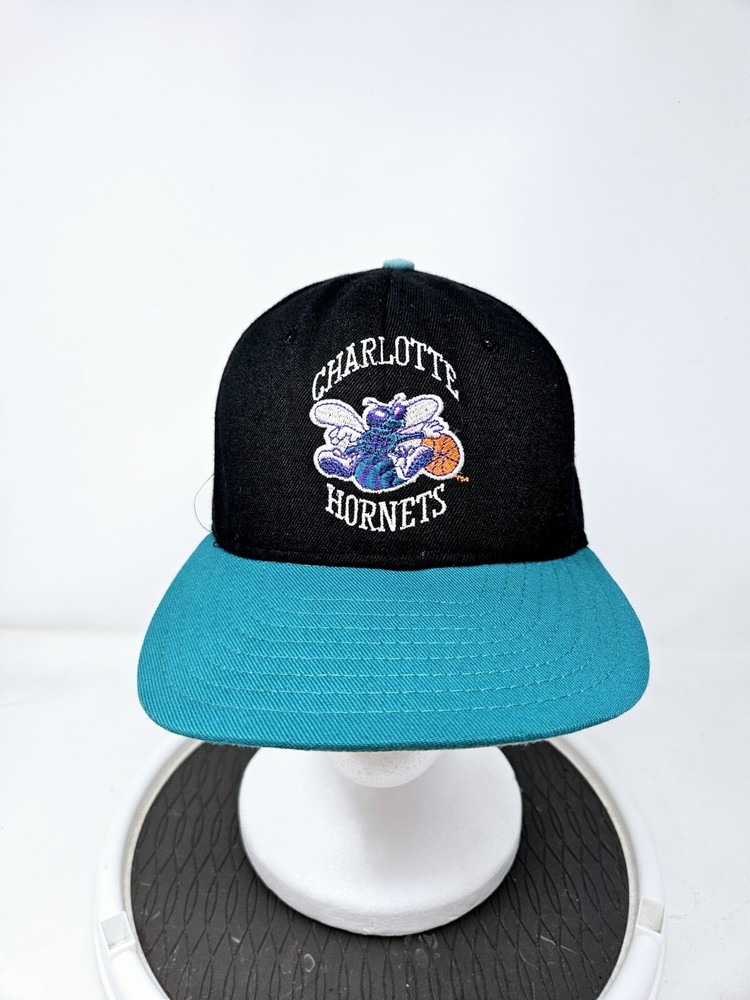 Vintage Charlotte Hornets 90s Snapback Hat USA Made NBA Used FAST SHIPPING