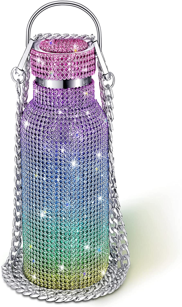 Diamond Water Bottle Bling Rhinestone Stainless Steel Thermal Bottle Refillable,